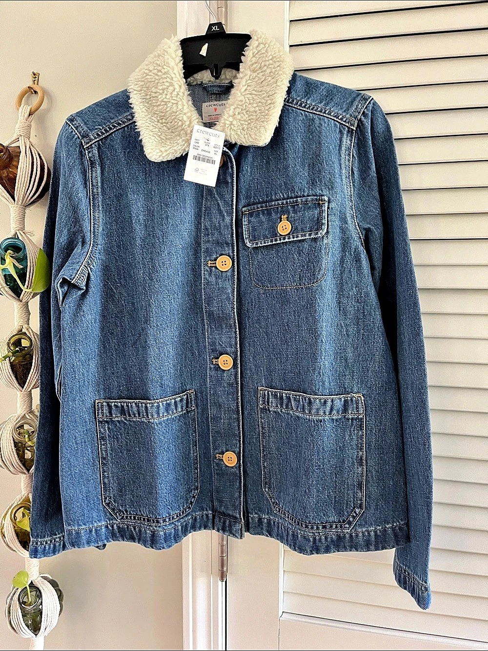 crewcuts Sherpa-Collar Denim Jacket Blue & White Girls XL